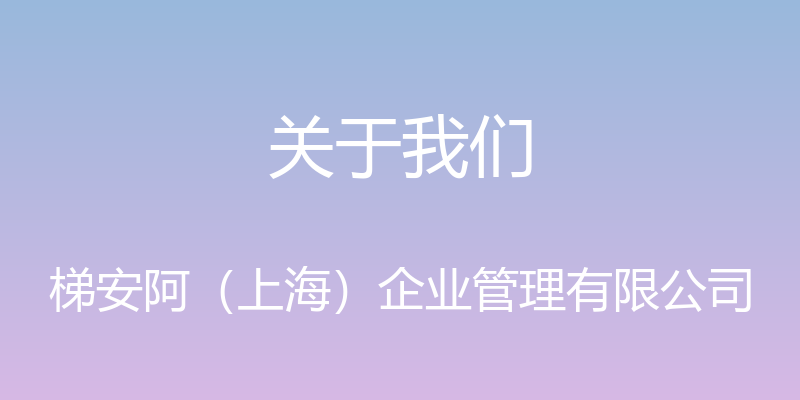 关于我们 - 梯安阿（上海）企业管理有限公司