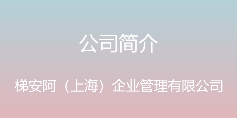 公司简介 - 梯安阿（上海）企业管理有限公司