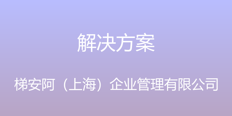 解决方案 - 梯安阿（上海）企业管理有限公司