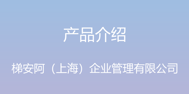 产品介绍 - 梯安阿（上海）企业管理有限公司