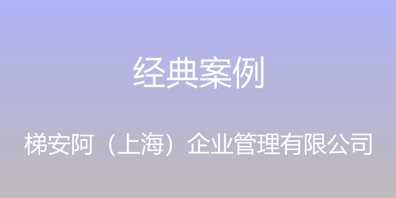 经典案例 - 梯安阿（上海）企业管理有限公司