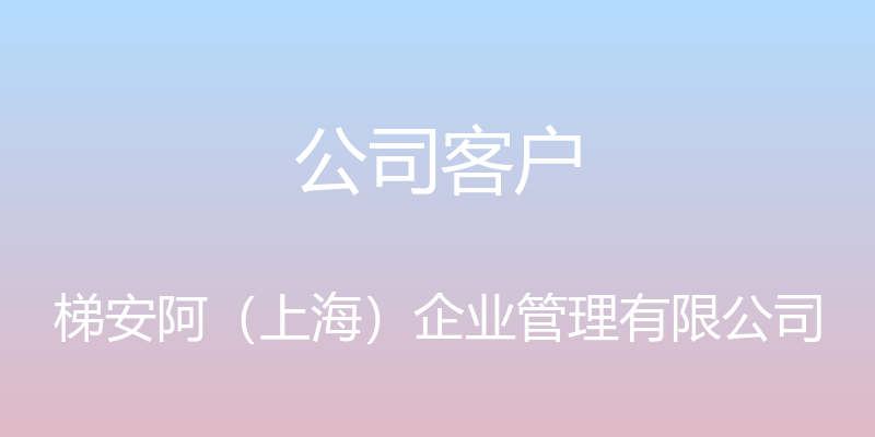 公司客户 - 梯安阿（上海）企业管理有限公司