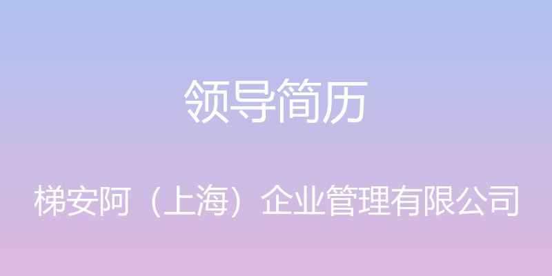 领导简历 - 梯安阿（上海）企业管理有限公司