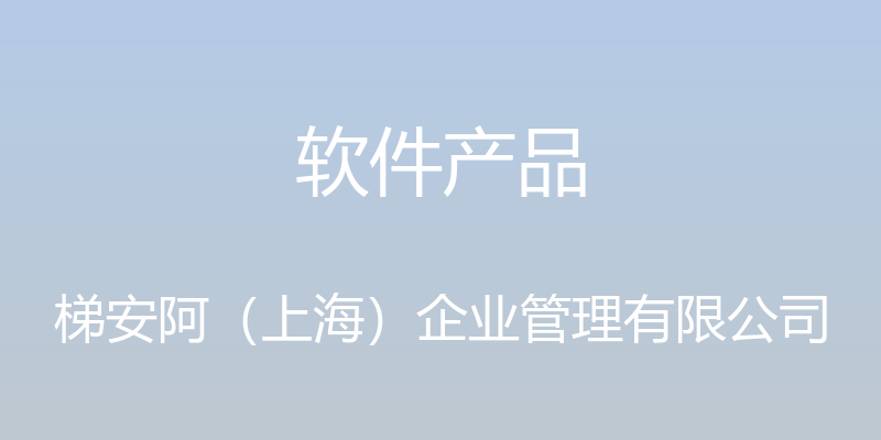 软件产品 - 梯安阿（上海）企业管理有限公司