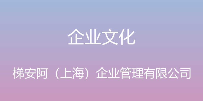 企业文化 - 梯安阿（上海）企业管理有限公司