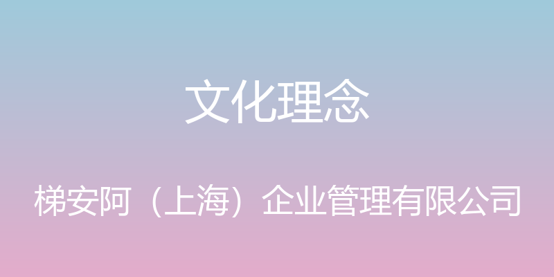 文化理念 - 梯安阿（上海）企业管理有限公司