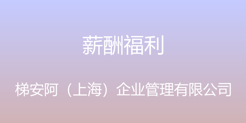 薪酬福利 - 梯安阿（上海）企业管理有限公司