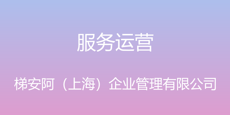 服务运营 - 梯安阿（上海）企业管理有限公司